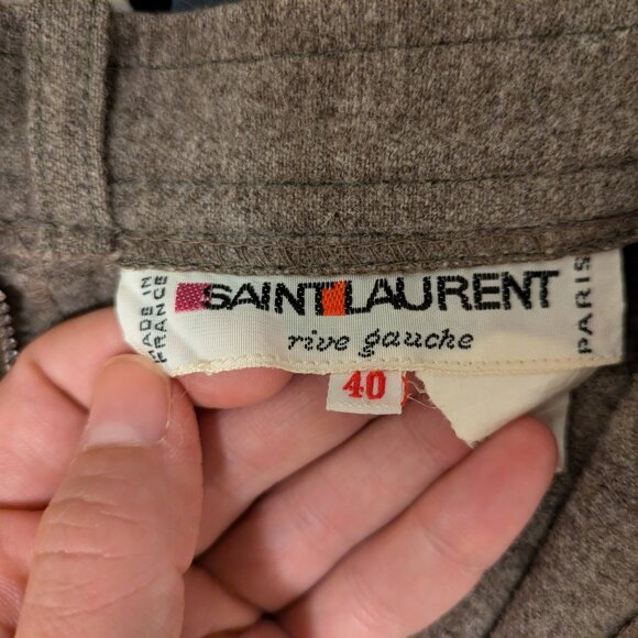 Vintage Yves Saint Laurent Pleated, Cropped, High-waisted Wide Leg Trousers - Picture 2 of 8